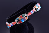 Silver & Turquoise Multistone Navajo Inlay Link Bracelet by AMP 2F15K