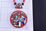 Apple Coral Multistone Santo Domingo Pueblo Mosaic Necklace Chris Nieto 2E25H
