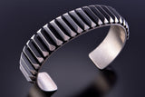 Silver Navajo Handmade Arrowhead Tip Edge Men's Bracelet by Leander Tahe 2L08F