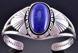 Silver & Lapis Navajo Handmade Bracelet by Robert Shakey 2E25S