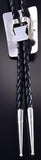 Silver & Turquoise & Feathers Navajo Handmade Bolo Tie by Wilbur Myers 1G01X