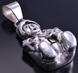 All Silver Pueblo Story Teller with Family Medium size Pendant 8E08D