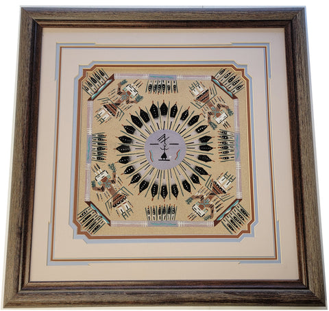 Large Navajo Sandpainting Sun Design 2L03H