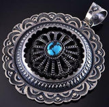 Silver & Kingman Turquoise Navajo Concho Moveable Pendant by Kevin Billah 1K06Y