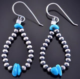 Silver & Turquoise Navajo Pearls Loop Earrings by Mason Lee 2J16P