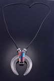 Silver & Turquoise Multistone Navajo Inlay Tufacast Necklace by Lee Begay 2C14L