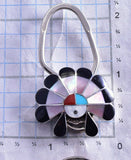 Silver Multistone Zuni Sunface Inlay Key Chain by Denise Siutza - 9J15R