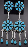 Silver & Turquoise Zuni Inlay Rounded Earrings by Arlo Kanteena 1B26U