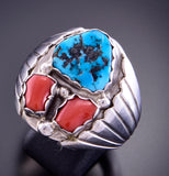 Size 13-1/2 Turquoise and Coral Men's ring by Alvery Smith 2L16F