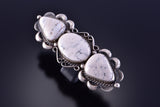 Adjustable Silver & White Buffalo Turquoise Horizontal Ring by Betta Lee 2A04F
