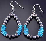 Silver & Turquoise Navajo Pearl Loop Earrings 2F23P