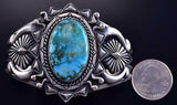 Silver & Kingman Turquoise Navajomade Sun Rays Bracelet by Derrick Gordon ZJ13C