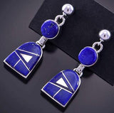 Lapis and Silver Inlay Earrings by Tully Gustine 2K21H