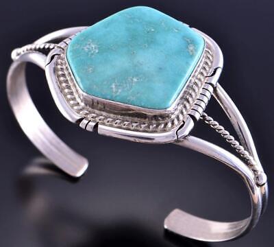 Silver & Kingman Turquoise Navajo Bracelet by Dave Skeets 2J12C