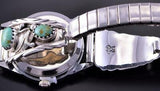 Silver & Turquoise Navajo Handmade Feathers & More Watch by Etta Larry 1L12Q
