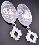 Traditional Design Silver Earring by Benson Manygoats 2K10Z