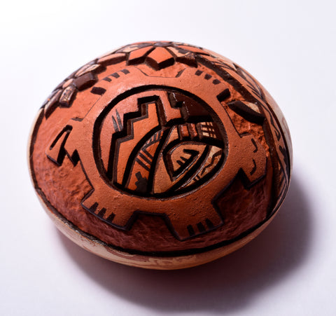 Hopi Pottery by Delmar Polacca - Turtle Design Seedpot 2L06A