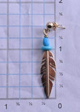 ZBM 14k Gold & Turquoise Feather Earrings by Erick Begay 8C12F