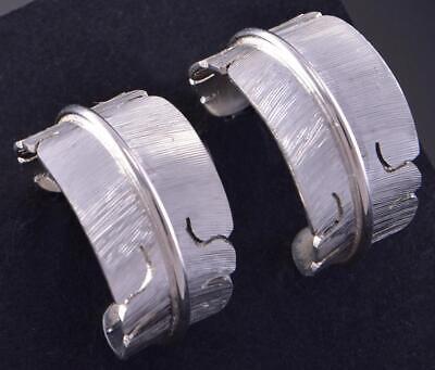 Small Silver Eagle Feather Design Hoop Earrings by David Kuticka 2K13T