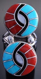 Size 5-1/2 Silver Turquoise Coral Zuni Inlay Double Hummingbird Ring Amy 7H13R