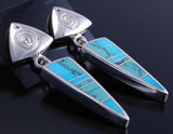 Silver Two King of Turquoise Arrowhead Earrings by Ray Tracey 7K16Q