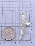 All Silver Navajo Handmade "Soaring Free" Eagle Earrings by Will Arviso 1J24G