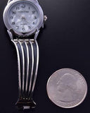 All Silver -River Flow- Navajo Handmade Women's Watch by James Bahe ZA22E