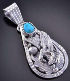 Silver & Turquoise Eagle In Flight Navajo Pendant by Henry Attakai 2B18O