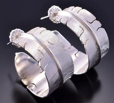 Sacred Eagle Feather Hoop Earrings by David Kuticka 2K18T