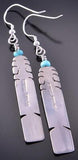 Silver and Turquoise Sacred Eagle Feather Earrings by David Kuticka 2K13W