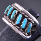 Vintage Size 6-1/4 Silver & Turquoise Needle Point Zuni Ring 2F23D