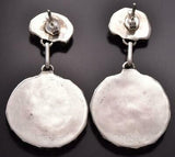 Silver & Turquoise Zuni Petty Point Round Dangle Earrings by R. Hozee ZD07V