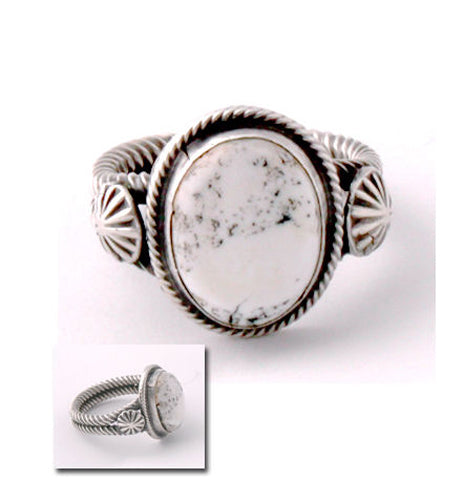 ZBM White Buffalo Ring Old Style by Erick Begay CD60C